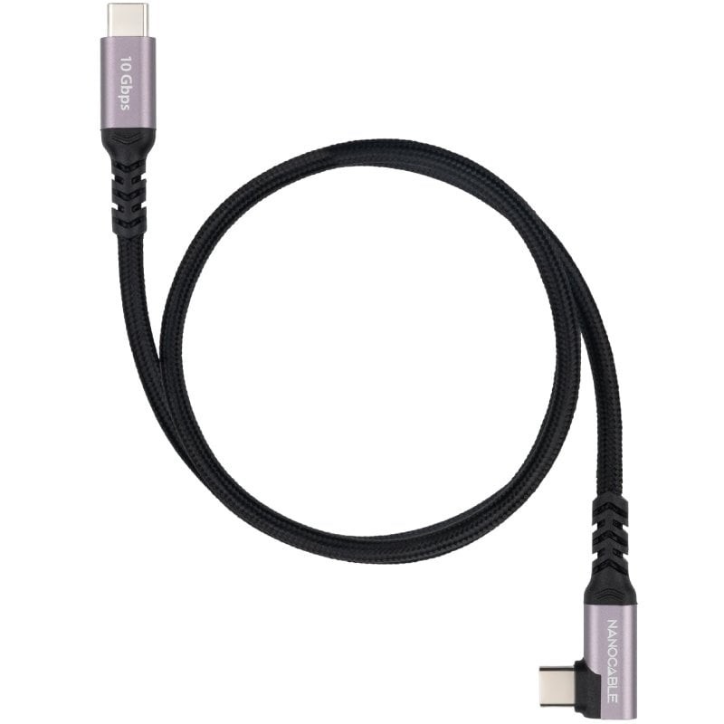 Comprar Cable USB 3.2 Tipo-C Acodado Nanocable 10.01.4702/ USB Tipo-C Macho - USB Tipo-C Macho/ Hasta 100W/ 10Gbps/ 2m/ Negro - 