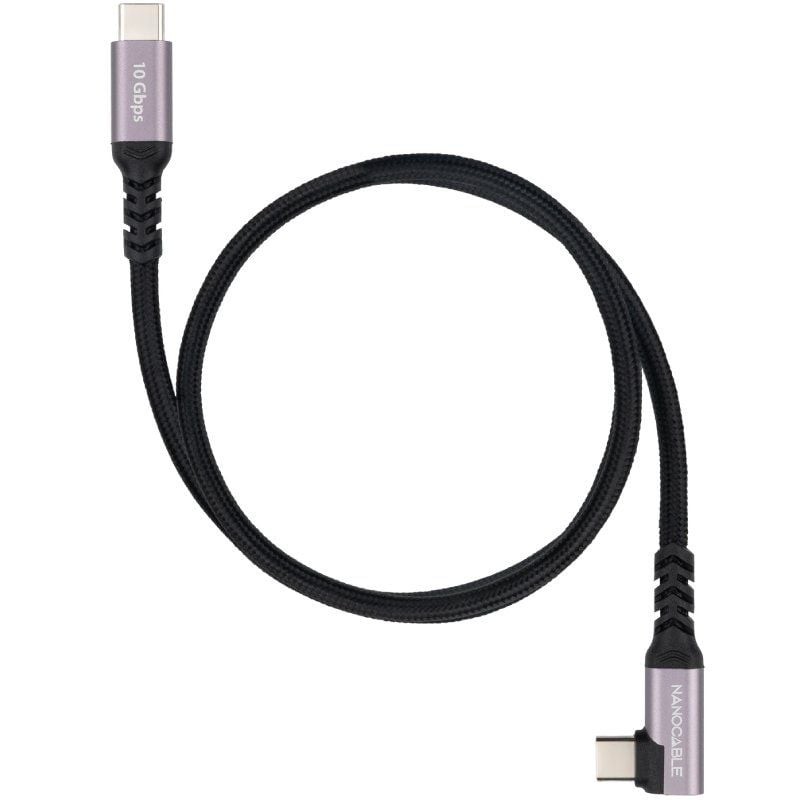 Comprar Cable USB 3.2 Tipo-C Acodado Nanocable 10.01.4703/ USB Tipo-C Macho - USB Tipo-C Macho/ Hasta 100W/ 10Gbps/ 3m/ Negro - 