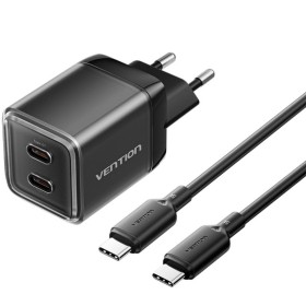 Comprar Cargador de Pared GaN Vention TZ-FCFB0-EU/ 2xUSB Tipo-C + Cable USB Tipo-C/ 45W - Ganga Electrónica