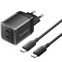 Comprar Cargador de Pared GaN Vention TZ-FCFB0-EU/ 2xUSB Tipo-C + Cable USB Tipo-C/ 45W - Ganga Electrónica