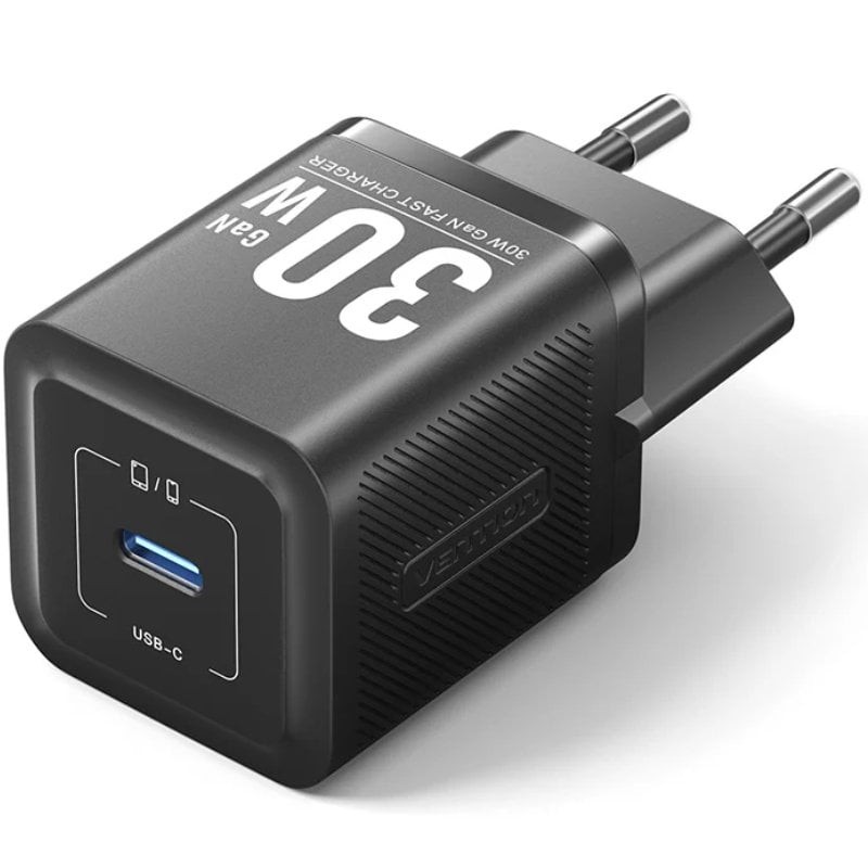 Comprar Cargador de Pared GaN Vention FEZB0-EU/ 1xUSB Tipo-C/ 30W - Ganga Electrónica