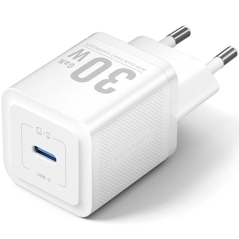 Comprar Cargador de Pared GaN Vention FEZW0-EU/ 1xUSB Tipo-C/ 30W - Ganga Electrónica