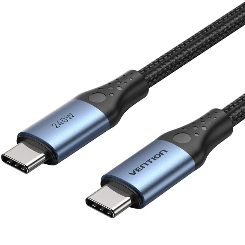 Comprar Cable USB 2.0 Tipo-C 5A Vention TREBD/ USB Tipo-C Macho - USB Tipo-C Macho/ Hasta 240W/ 480Mbps/ 50cm/ Azul y Negro - Ga