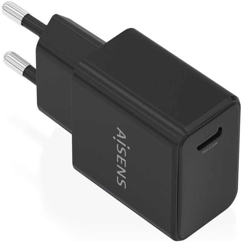 Comprar Cargador de Pared GaN Aisens A110-1024/ 1xUSB Tipo-C/ 20W/ Negro - Ganga Electrónica