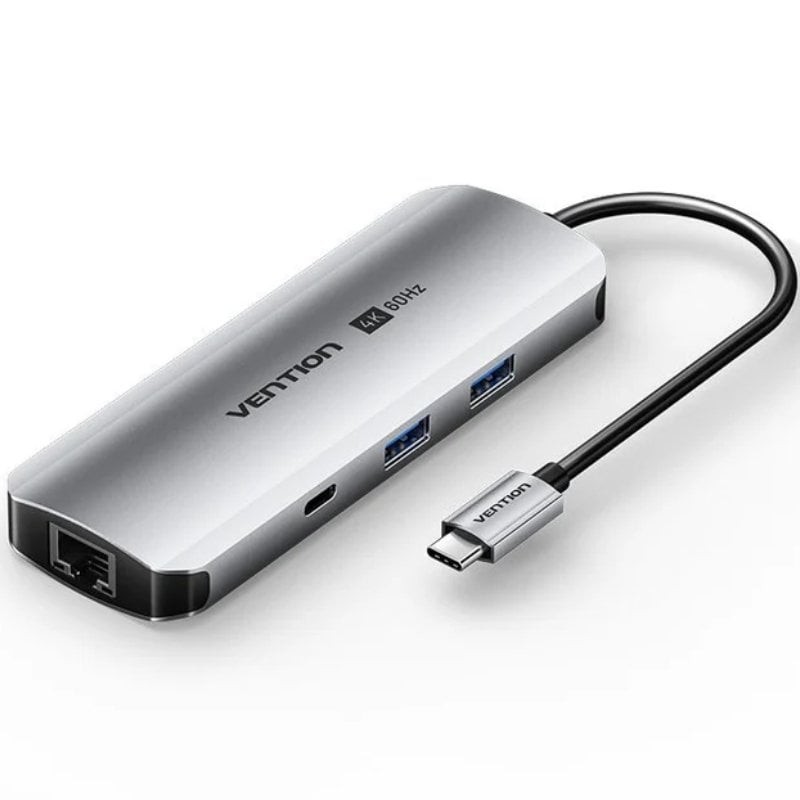 Comprar Docking USB Tipo-C Vention TQMHB/ 1xHDMI 4K/ 2xUSB/ 1xUSB Tipo-C/ 1xJack 3.5mm / 1xRJ45/ 1xUSB Tipo-C PD/ 1xLector Tarje