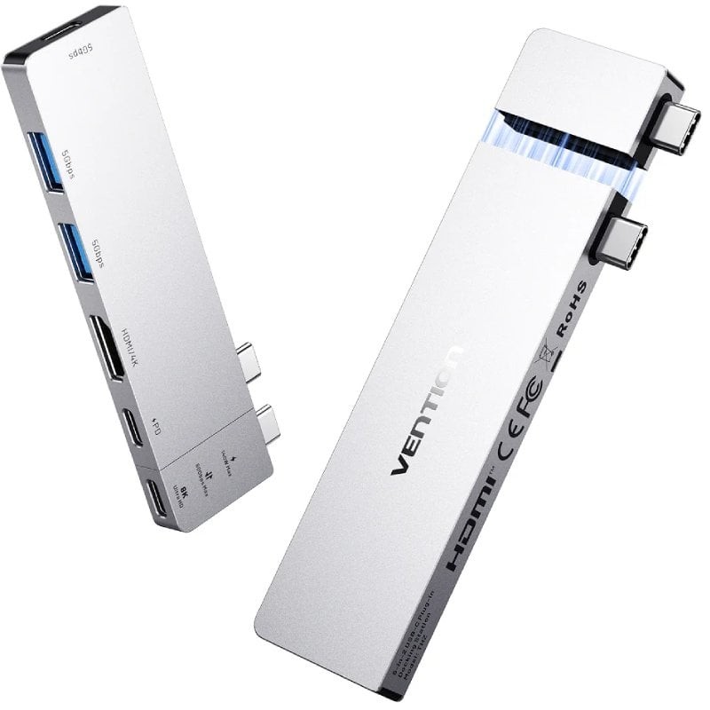 Comprar Docking USB Tipo-C Vention THZH0/ 1xHDMI 4K/ 2xUSB/ 2xUSB Tipo-C/ 1xThunderBolt/ 1xUSB Tipo-C PD/ Gris - Ganga Electróni