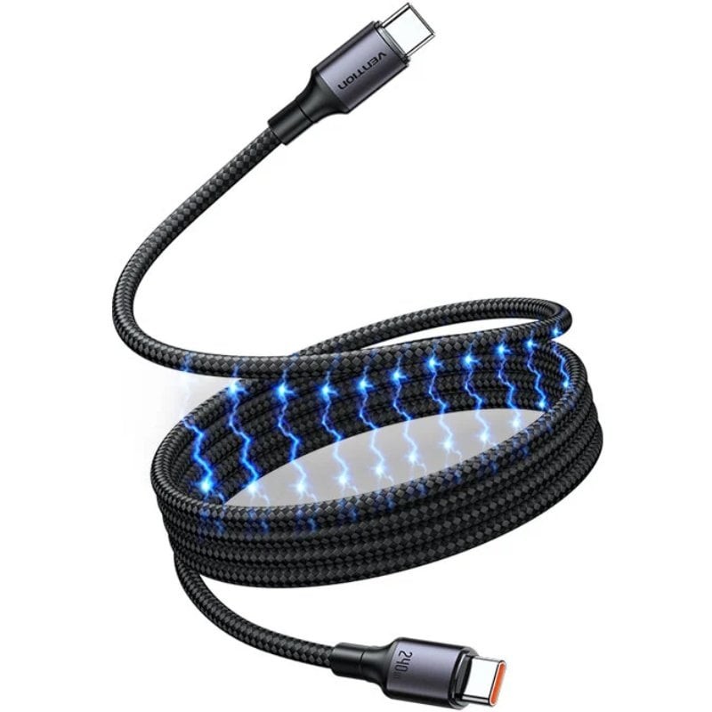 Comprar Cable Magnético USB 2.0 Tipo-C 5A Vention TSABF/ USB Tipo-C Macho - USB Tipo-C Macho/ Hasta 240W/ 480Mbps/ 1m/ Negro - G