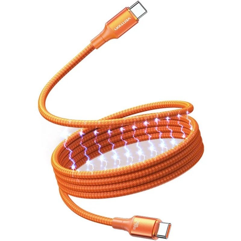 Comprar Cable Magnético USB 2.0 Tipo-C 5A Vention TSAOG/ USB Tipo-C Macho - USB Tipo-C Macho/ Hasta 240W/ 480Mbps/ 1.5m/ Naranja