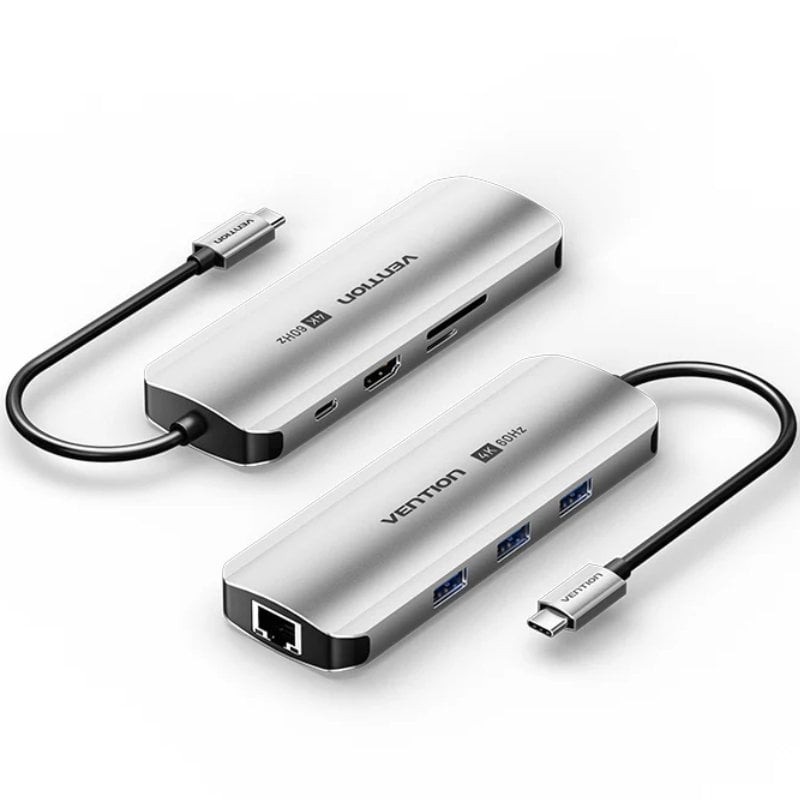 Comprar Docking USB Tipo-C Vention TQKHB/ 1xHDMI 4K/ 3xUSB/ 1xUSB Tipo-C PD/ 1xRJ45/ 1xLector de Tarjetas/ Gris - Ganga Electrón