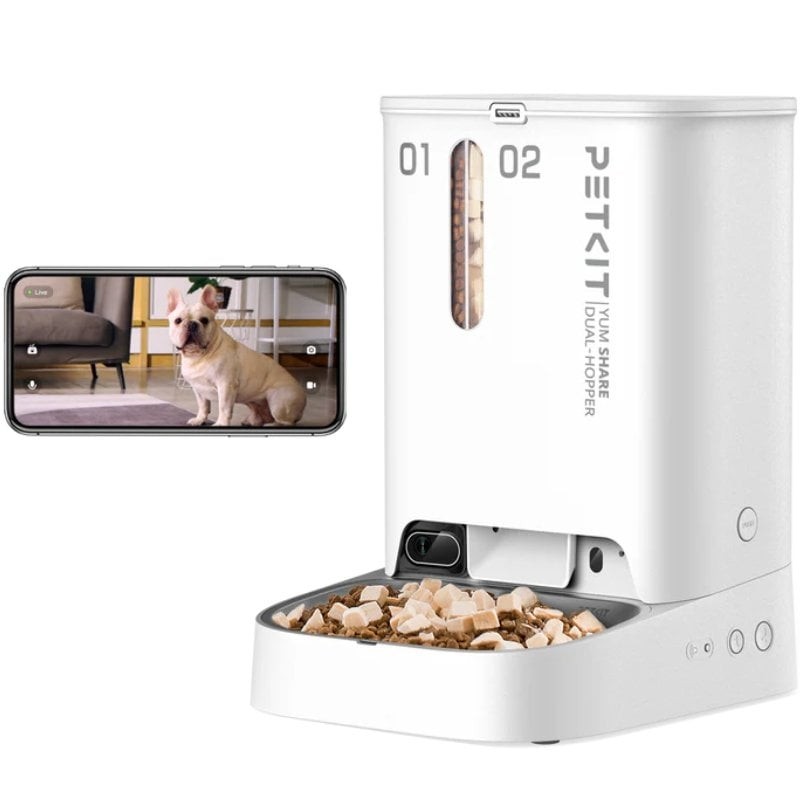 Comprar Comedero de mascotas Inteligente Petkit YumShare Dual-Hopper/ Cámara HD/ con Micrófono - Ganga Electrónica