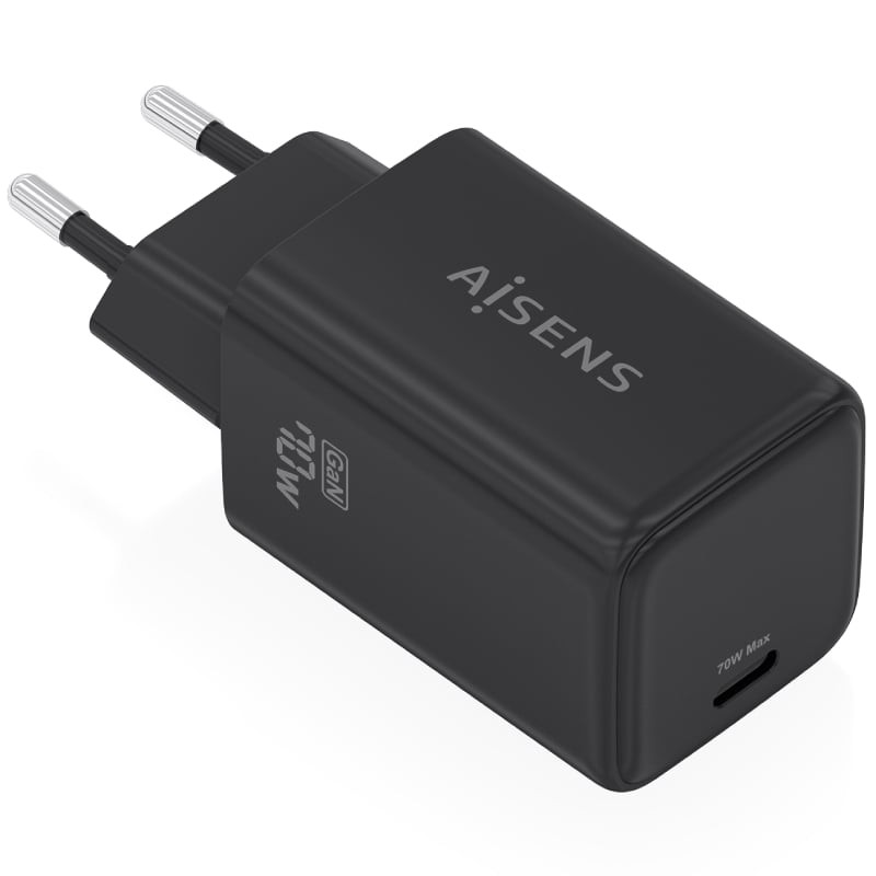Comprar Cargador de Pared GaN Aisens ASCH-70W1P089-BK/ 1xUSB Tipo-C/ 70W - Ganga Electrónica
