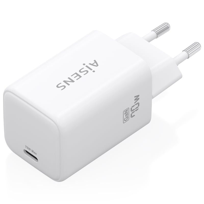 Comprar Cargador de Pared GaN Aisens ASCH-70W1P088-W/ 1xUSB Tipo-C/ 70W/ Blanco - Ganga Electrónica