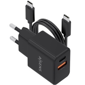 Comprar Cargador de Pared GaN Aisens ASCH-20W2P084-BK/ 1xUSB Tipo-C/ 1xUSB/ 20W/ Incluye Cable USB Tipo-C - Ganga Electrónica