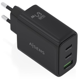 Comprar Cargador de Pared GaN Aisens ASCH-67W3P087-BK/ 2xUSB Tipo-C/ 1xUSB/ 67W - Ganga Electrónica