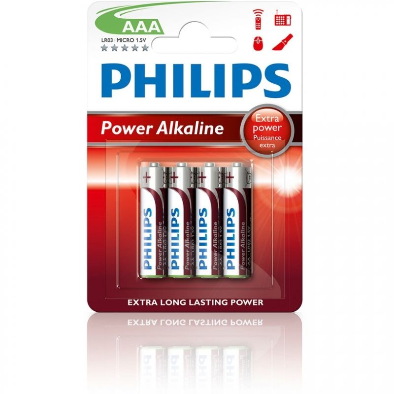 Comprar Pack de 4 Pilas AAA Philips LR03P4B/10/ 1.5V/ Alcalinas - Ganga Electrónica