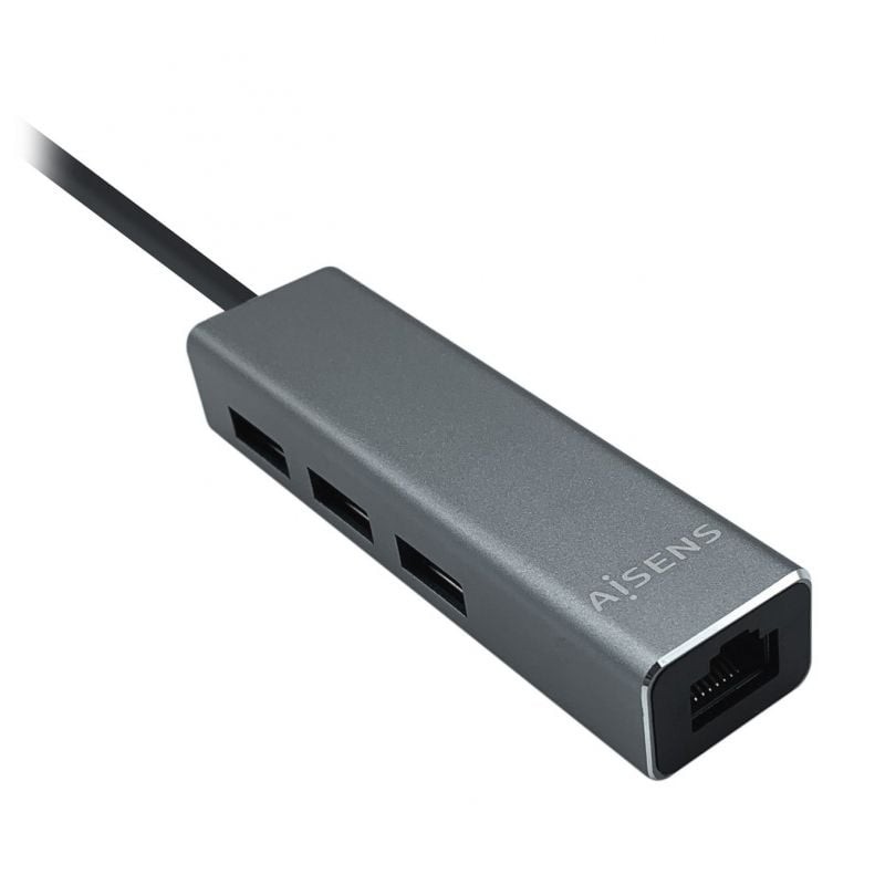 Comprar Hub USB 3.0 Aisens A106-0401/ 3xUSB/ 1xRJ45/ Gris - Ganga Electrónica