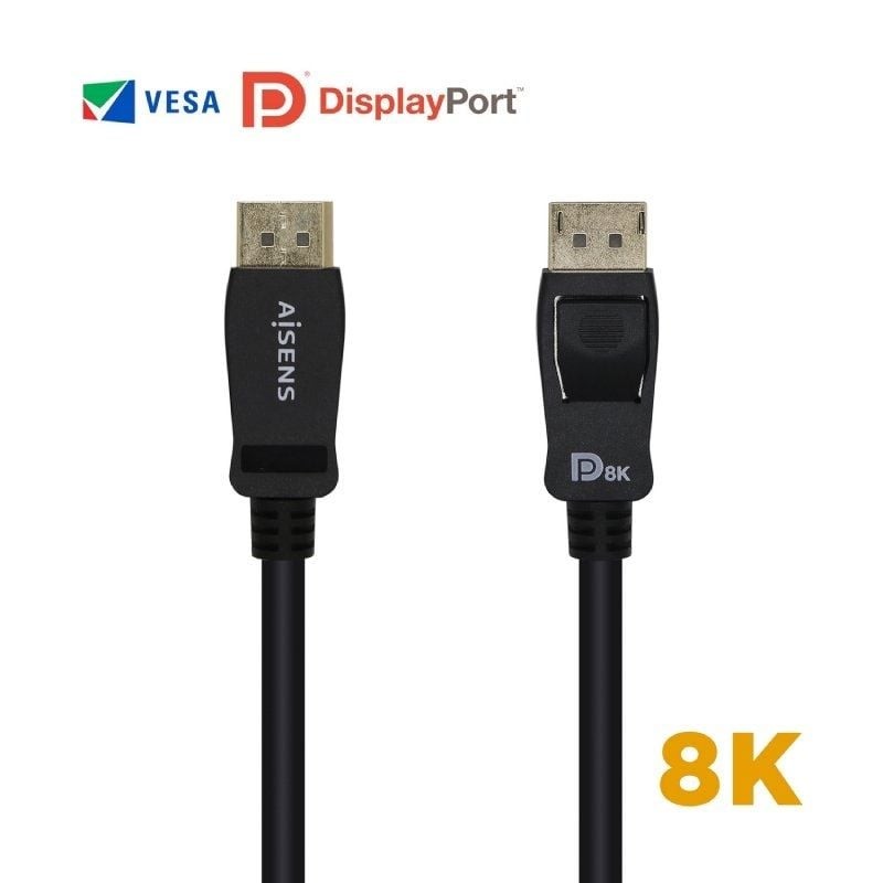 Comprar Cable DisplayPort 1.4 8K Aisens A149-0431/ DisplayPort Macho - DisplayPort Macho/ 1m/ Certificado/ Negro - Ganga Electró