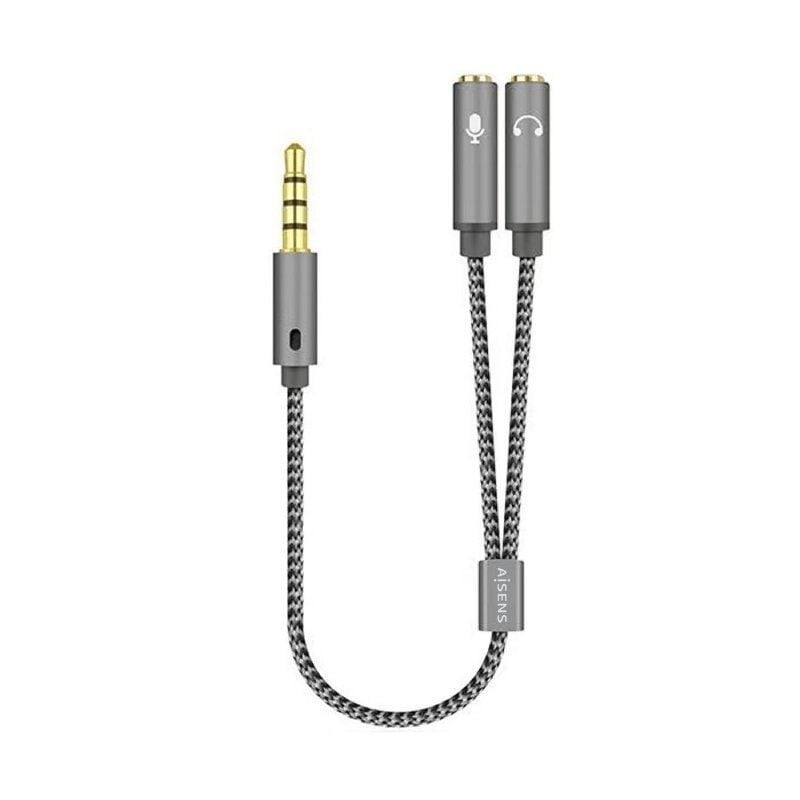 Comprar Cable Estéreo Aisens A128-0415/ Jack 3.5 Macho - 2x Jack 3.5 Hembra/ 25cm/ Gris - Ganga Electrónica