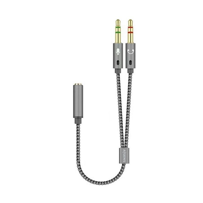 Comprar Cable Estéreo Aisens A128-0417/ Jack 3.5 Hembra - 2x Jack 3.5 Macho/ 25cm/ Gris - Ganga Electrónica