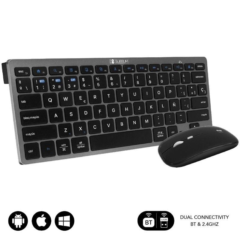 Comprar Teclado y Ratón Inalámbrico Subblim OCO020 Combo Multidispositivo Compacto/ Gris - Ganga Electrónica