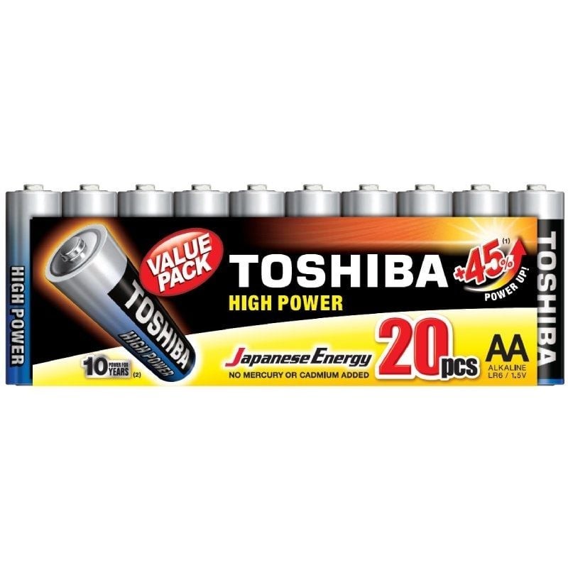 Comprar Pack de 20 Pilas AA Toshiba High Power LR6/ 1.5V/ Alcalinas - Ganga Electrónica