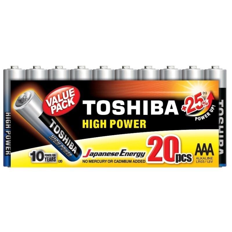 Comprar Pack de 20 Pilas AAA Toshiba High Power LR03/ 1.5V/ Alcalinas - Ganga Electrónica