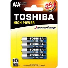 Comprar Pack de 4 Pilas AAA Toshiba High Power LR03/ 1.5V/ Alcalinas - Ganga Electrónica