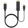 Comprar Cable Conversor Aisens A122-0641/ HDMI Macho - DisplayPort Macho + USB Macho/ Hasta 10W/ 2250Mbps/ 10cm + 1.8m/ Negro - 