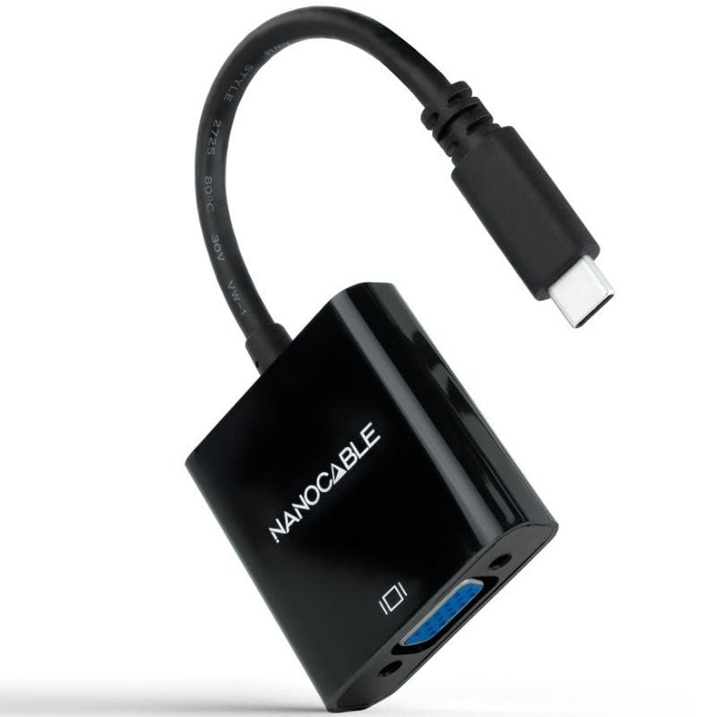 Comprar Cable Conversor Nanocable 10.16.4101-BK/ USB Tipo-C Macho - VGA Hembra/ 10cm/ Negro - Ganga Electrónica