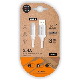 Comprar Cable USB 2.0 Tech One Tech TEC2006/ USB Tipo-C Macho - USB Macho/ 480Mbps/ 1m/ Blanco - Ganga Electrónica