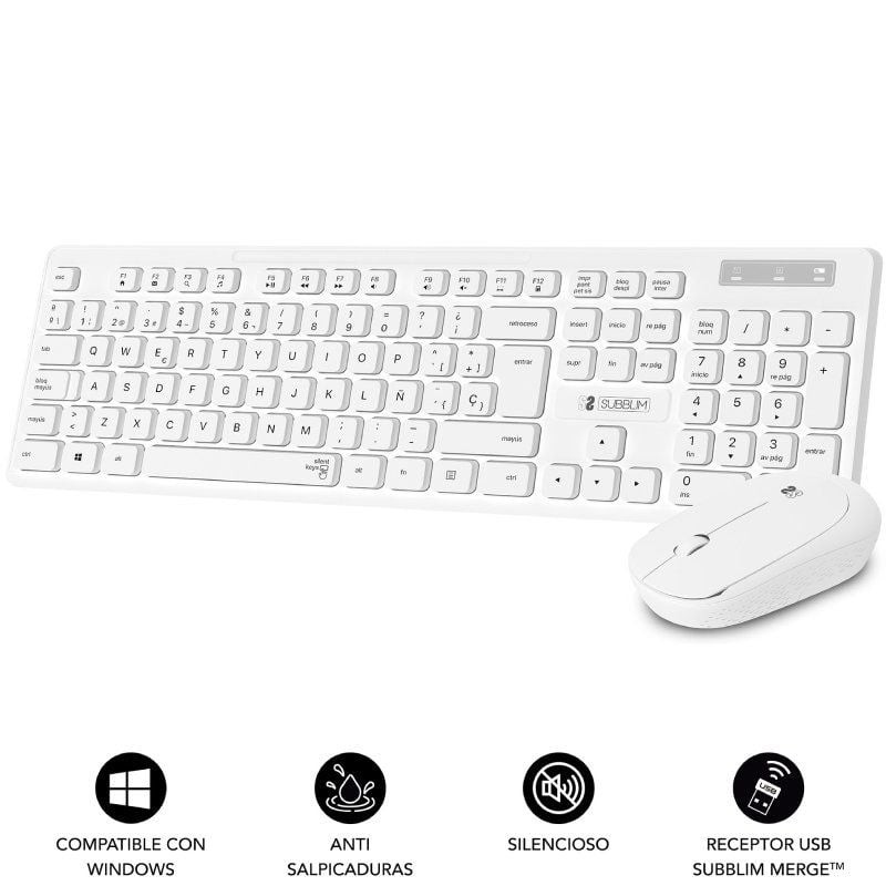 Comprar Teclado y Ratón Subblim Combo Business Slim Silencioso Inalámbrico/ Blanco - Ganga Electrónica