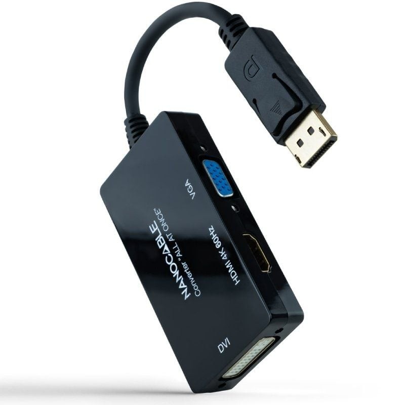 Comprar Cable DisplayPort Nanocable 10.16.3301-ALL/ HDMI Hembra - DVI-D Hembra - VGA Hembra/ 20cm/ Negro - Ganga Electrónica