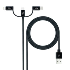 Comprar Cable USB 2.0 Nanocable 10.01.3200/ Lightning Macho - Micro USB Macho/ USB Tipo-C Macho/ 480Mbps/ 1m/ Negro - Ganga Elec