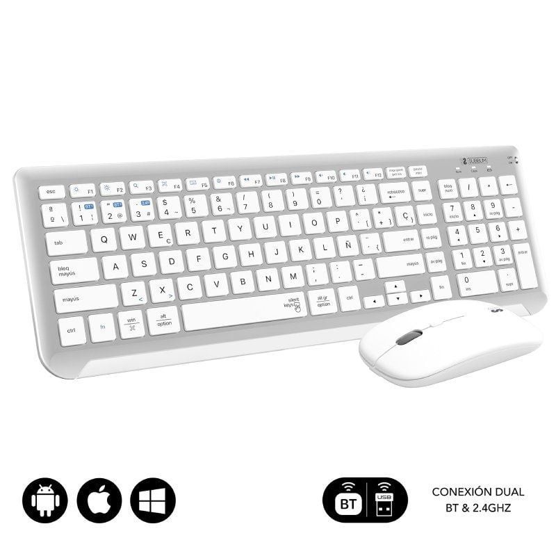 Comprar Teclado y Ratón Inalámbrico Subblim Combo Dual Prestige Extendido/ Blanco y Plata - Ganga Electrónica