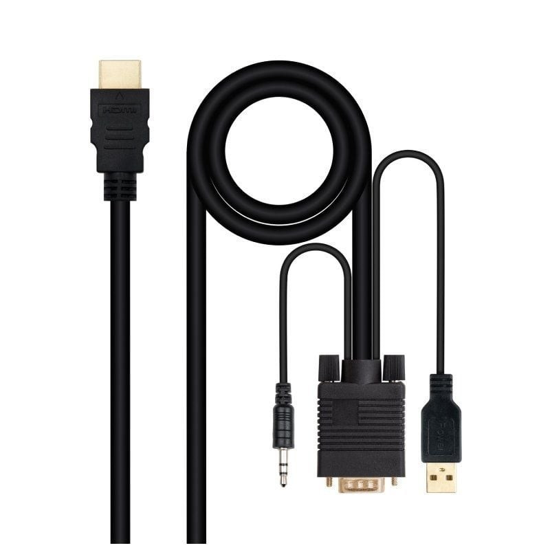 Comprar Cable Conversor Nanocable 10.15.4350/ HDMI Macho - VGA Macho - Jack 3.5 Macho - USB Macho/ 1.8m/ Negro - Ganga Electróni