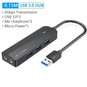 Comprar Hub USB 3.0 con Tarjeta de Sonido Vention CHIBB/ 3xUSB/ 1xMicroUSB PD - Ganga Electrónica
