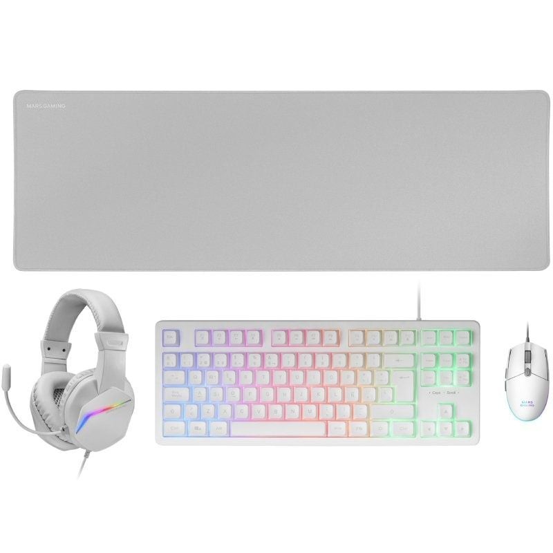 Comprar Pack Gaming Mars Gaming MCP-RGB3W/ Teclado RGB + Ratón Óptico + Alfombrilla XXL + Auriculares - Ganga Electrónica
