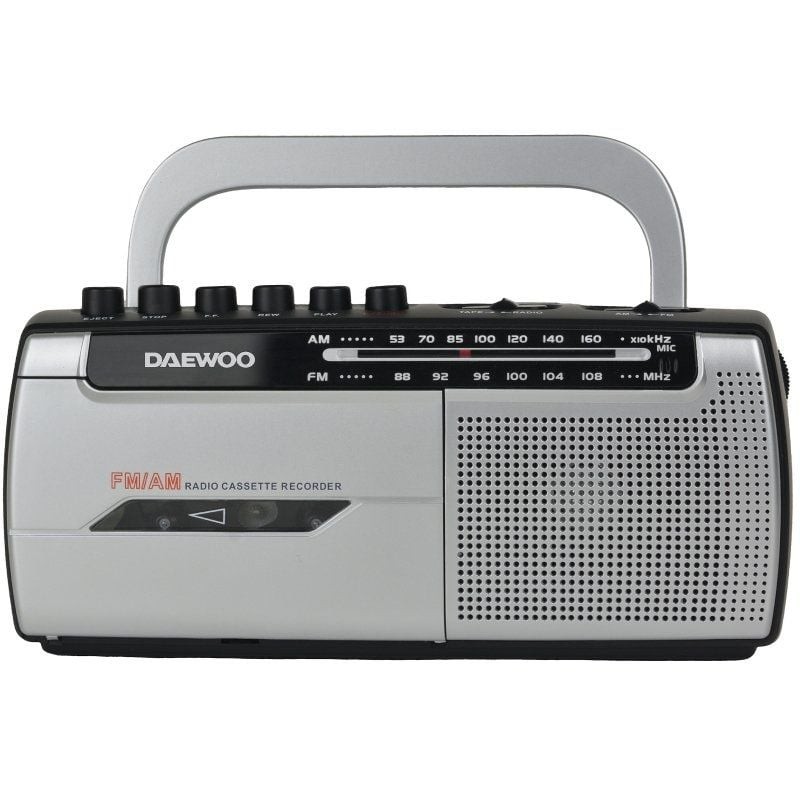 Comprar Radio Cassete Daewoo DW1107/ con Cable/ a Pilas/ Negra y Plateada - Ganga Electrónica