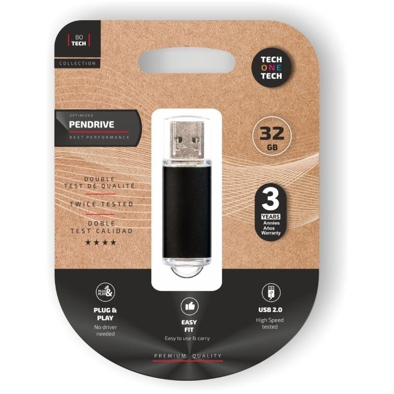 Comprar Pendrive 32GB Tech One Tech Basic USB 2.0/ Negro - Ganga Electrónica