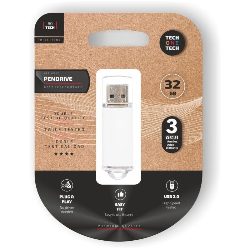 Comprar Pendrive 32GB Tech One Tech Basic USB 2.0/ Blanco - Ganga Electrónica