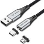 Comprar Cable de Carga Magnético USB Tipo-C con Adaptador MicroUSB Vention CQMHD/ MicroUSB Macho - USB Tipo-C Macho/ USB Macho/ 