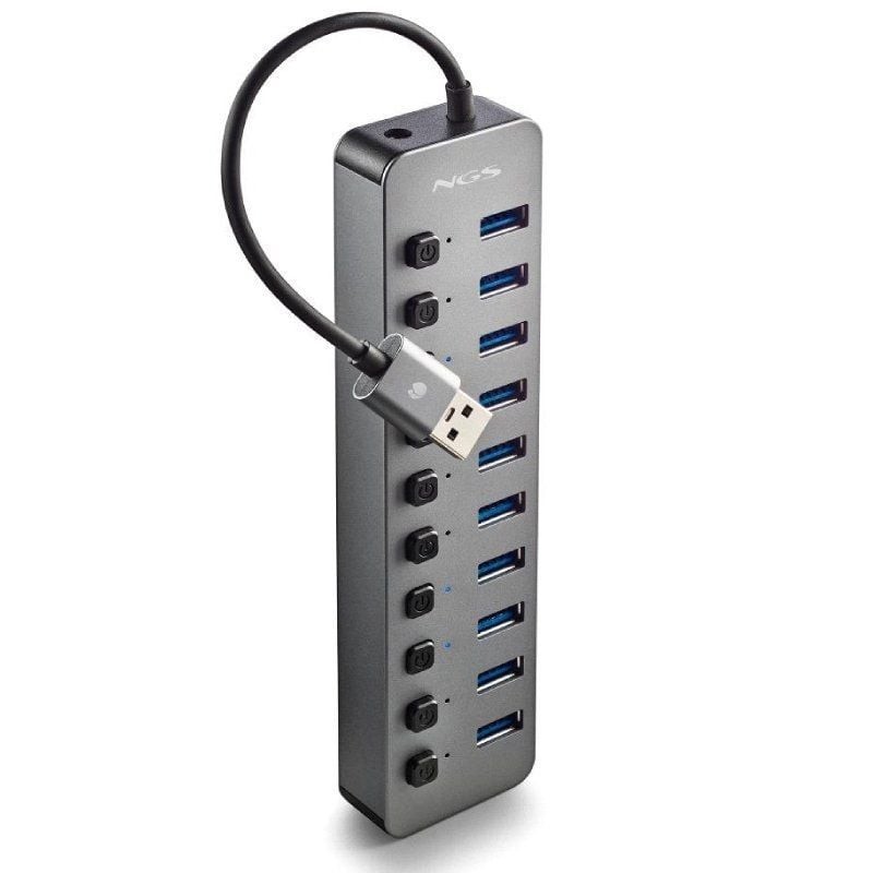 Comprar Hub USB NGS IHUB10/ 10XUSB 3.0/ Gris - Ganga Electrónica