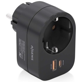 Comprar Enchufe Aisens ASPS-1A1C07-BK/ 1 Toma de Corriente/ 1 USB Tipo-C PD/ 1 USB/ Negro - Ganga Electrónica