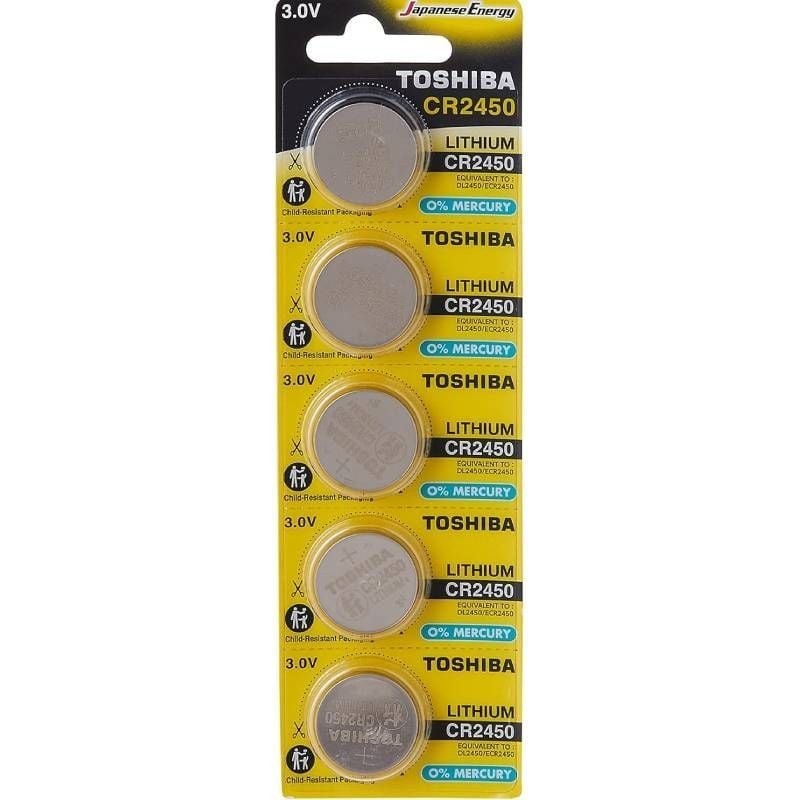 Comprar Pack de 5 Pilas de Botón Toshiba CR2450/ 3V/ Alcalinas - Ganga Electrónica