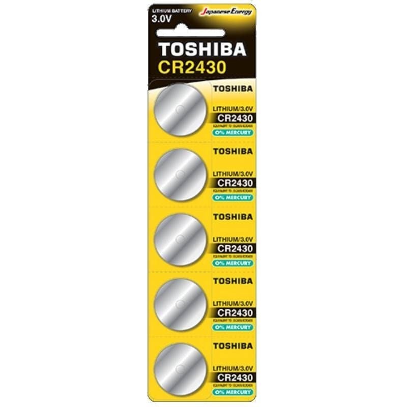 Comprar Pack de 5 Pilas de Botón Toshiba CR2430/ 3V/ Alcalinas - Ganga Electrónica