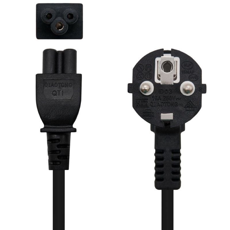 Comprar Cable Alimentación Trébol Nanocable 10.22.0302-L200/ Schuko Macho - C5 Hembra/ 2m/ Negro - Ganga Electrónica