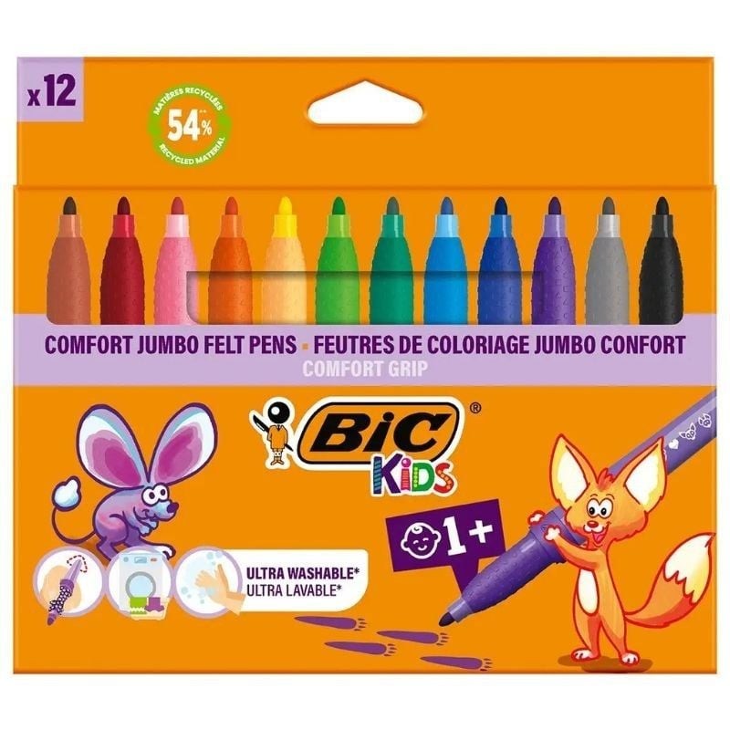 Comprar Rotuladores Punta Ancha BIC Kids Comfort Jumbo 517250/ 12 unidades/ Colores Surtidos - Ganga Electrónica