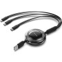 Comprar Cable USB Retráctil Vention TRJBBE/ USB Macho - Lightning/ 2xUSB Tipo-C/ Hasta 17.5W/ 10Gbps/ 1.1m/ Negro - Ganga Electr