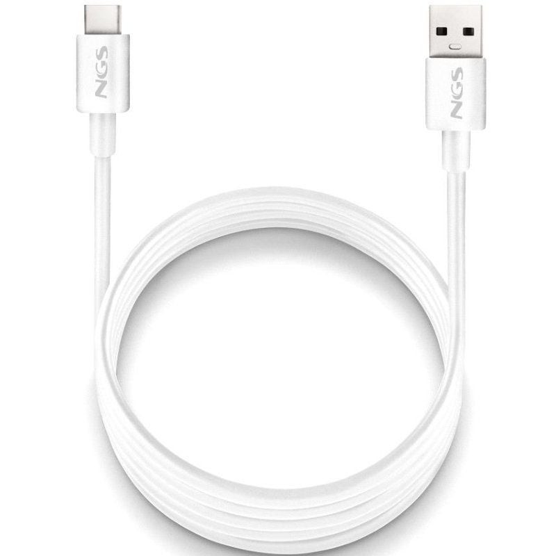 Comprar Cable USB 2.0 NGS ZYRO-AC/ USB Macho - USB Tipo-C Macho/ Hasta 15W/ 480Mbps/ 1m/ Blanco - Ganga Electrónica