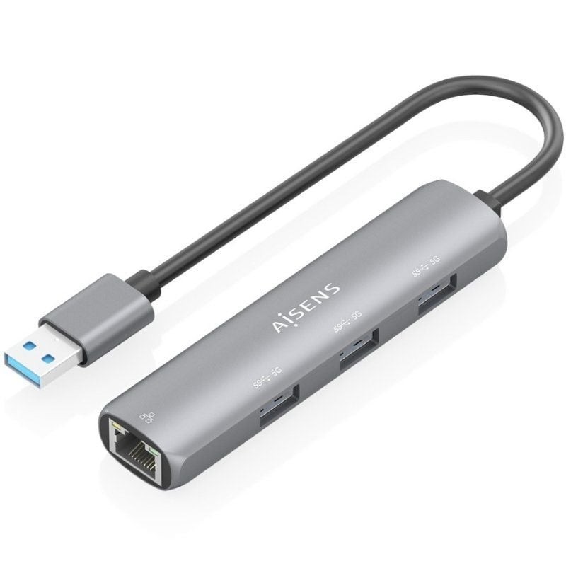 Comprar Hub USB Aisens ASUC-4P034-GR/ 3xUSB/ 1xRJ45/ Gris - Ganga Electrónica